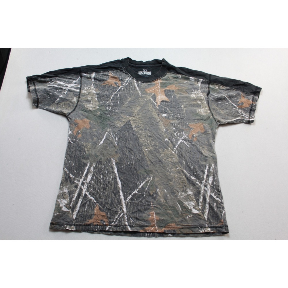 Canyon Guide Outfitters T-Shirt Mens Large Camo Excellent Short Sleeve Crewneck